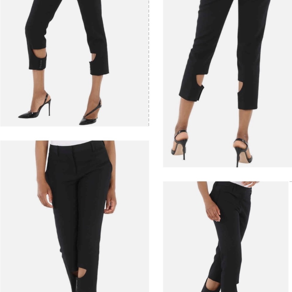 BURBERRY BLACK 100% YEAR ROUND VIRGIN WOOL PANTS WITH UNIQUE CUT OUT DETAILING - Picture 12 of 16